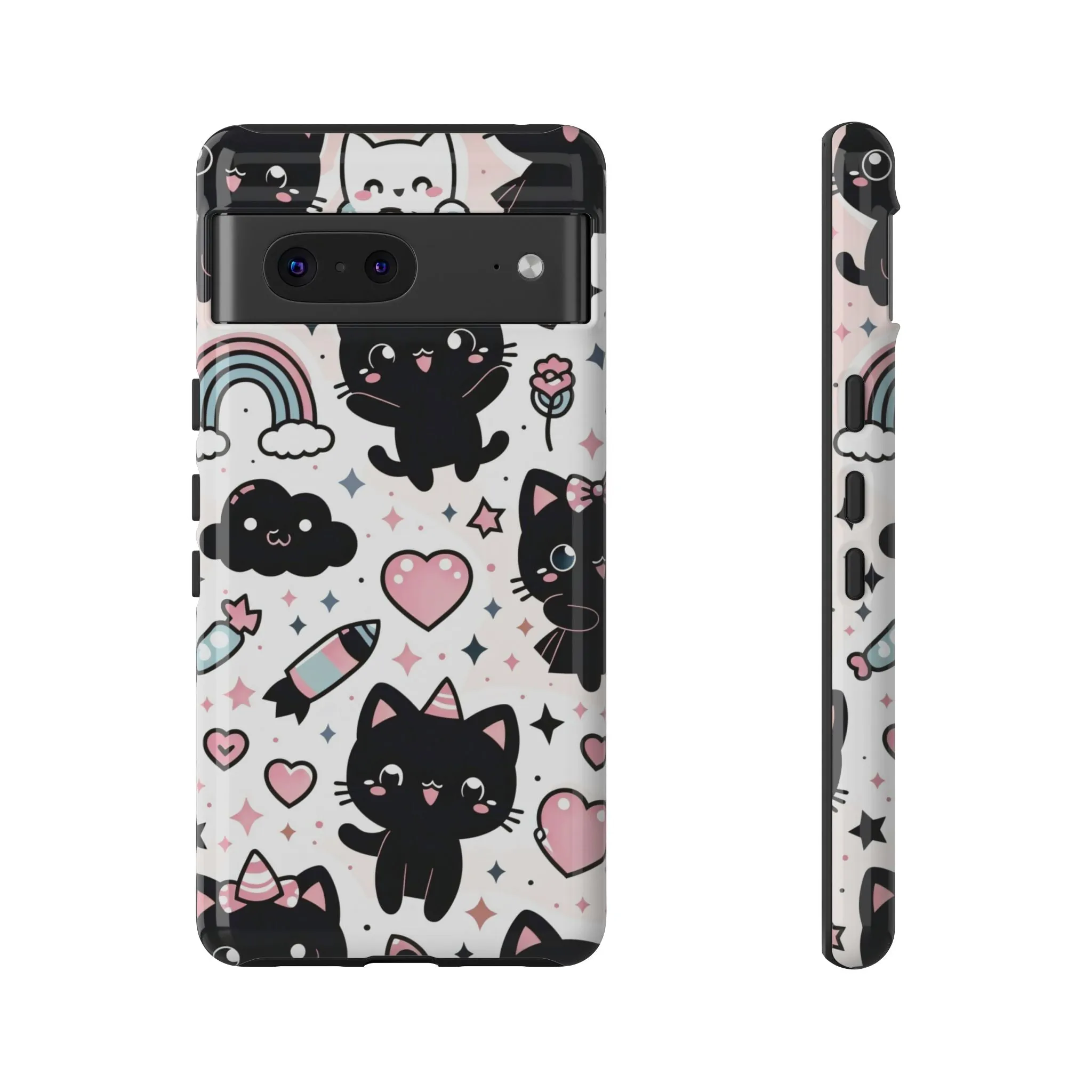 The Ultimate Kawaii Cell Phone Case: Spoil your phone with a pink background and black cats...because why not?