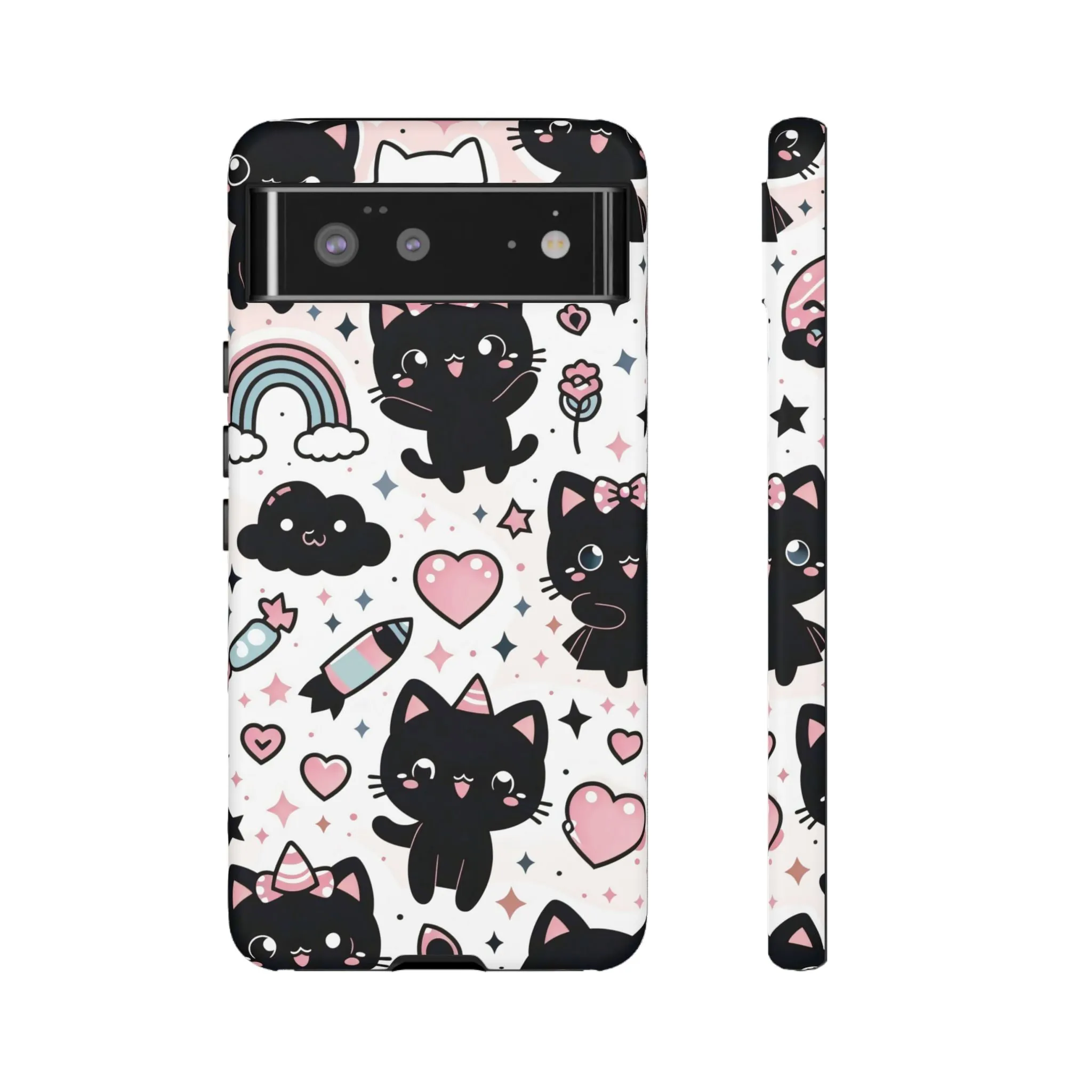 The Ultimate Kawaii Cell Phone Case: Spoil your phone with a pink background and black cats...because why not?