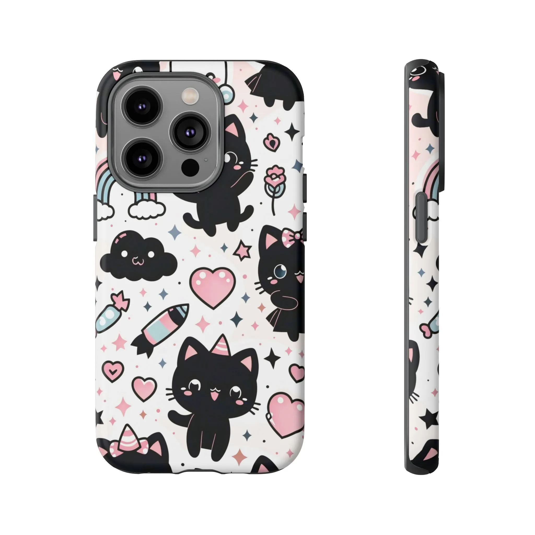 The Ultimate Kawaii Cell Phone Case: Spoil your phone with a pink background and black cats...because why not?