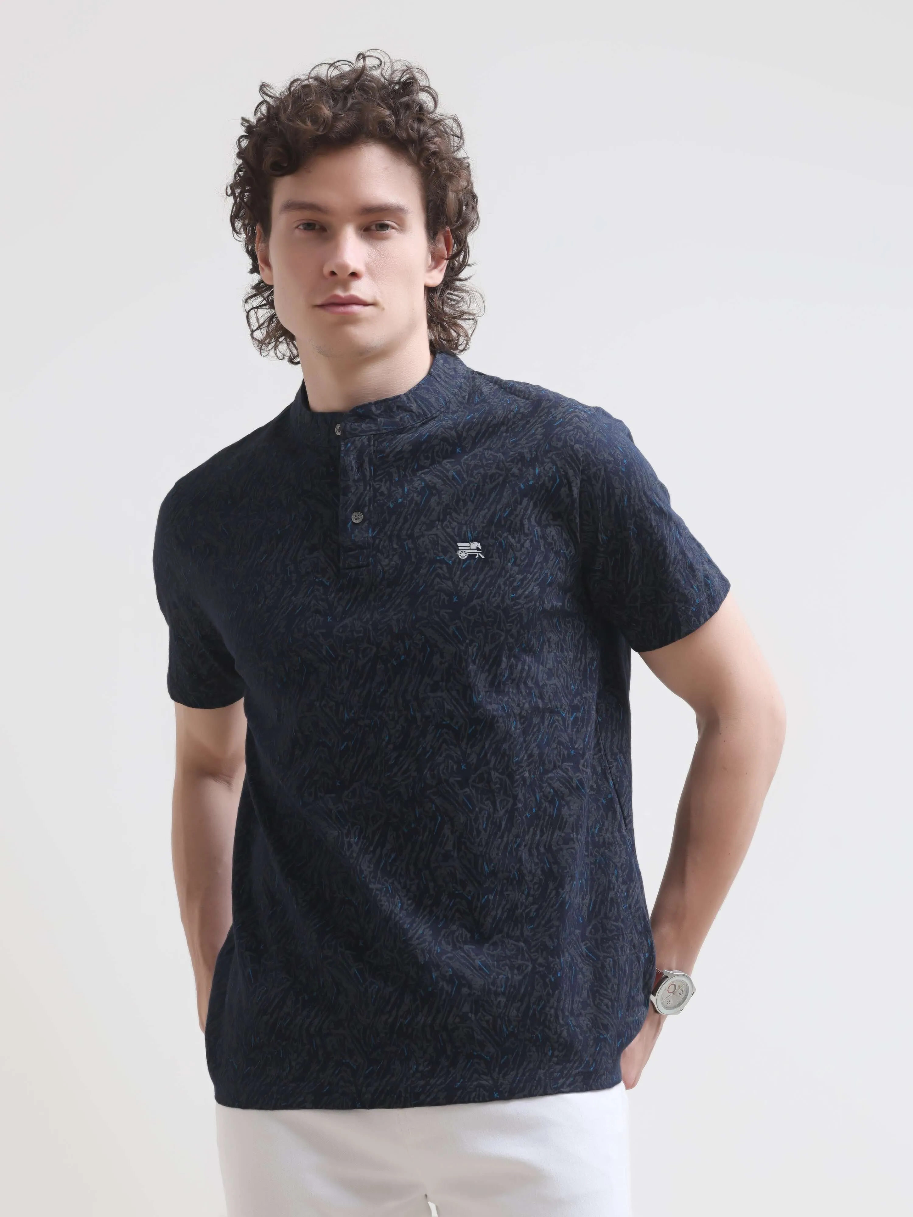 Trib Tropical Blue Henley T-shirt