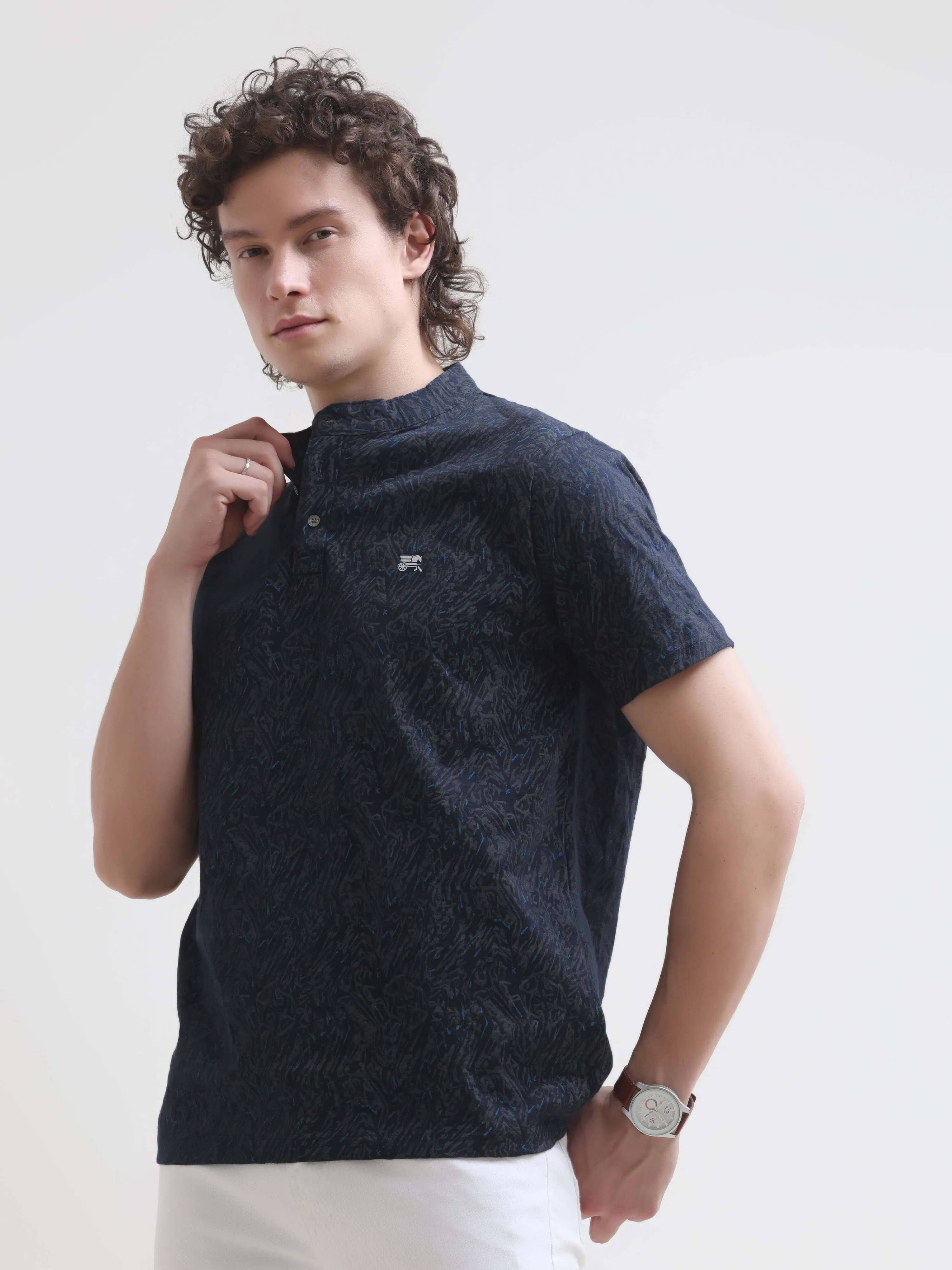 Trib Tropical Blue Henley T-shirt