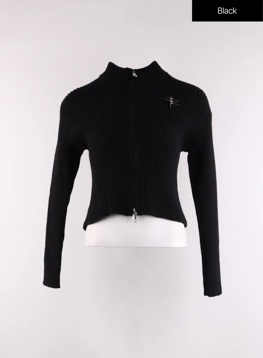 Turtle Neck Knit Zip Up Sweater CF405