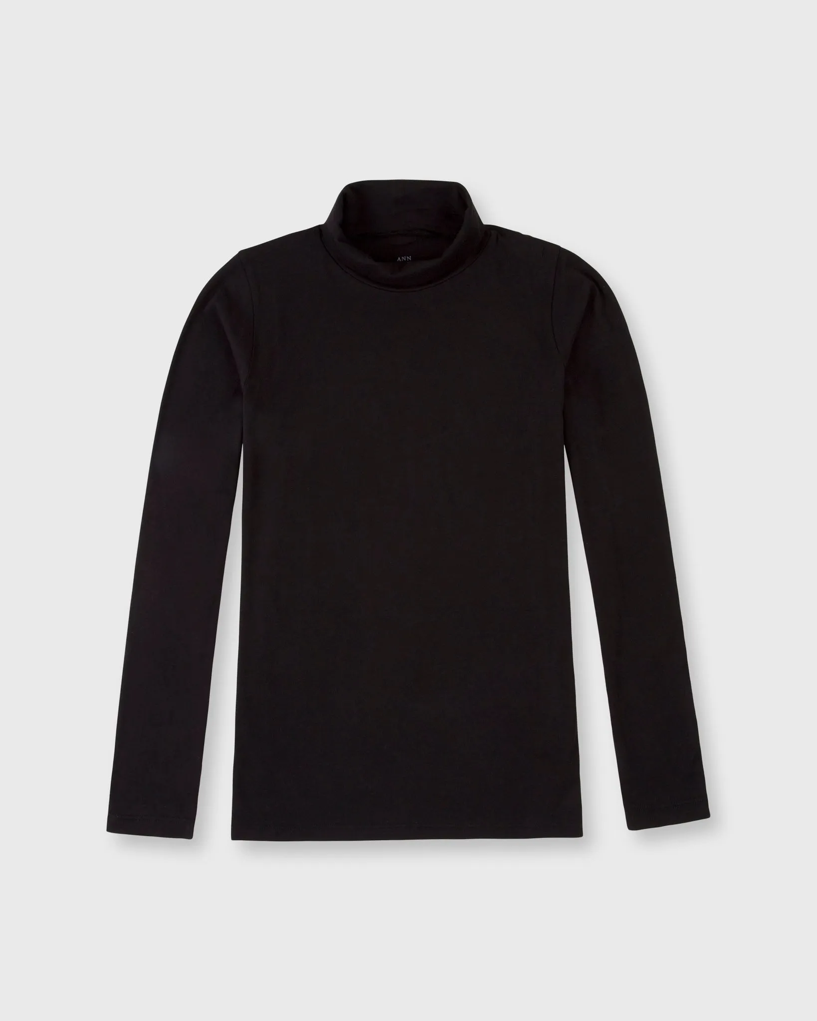 Turtleneck Tee in Black Pima Cotton