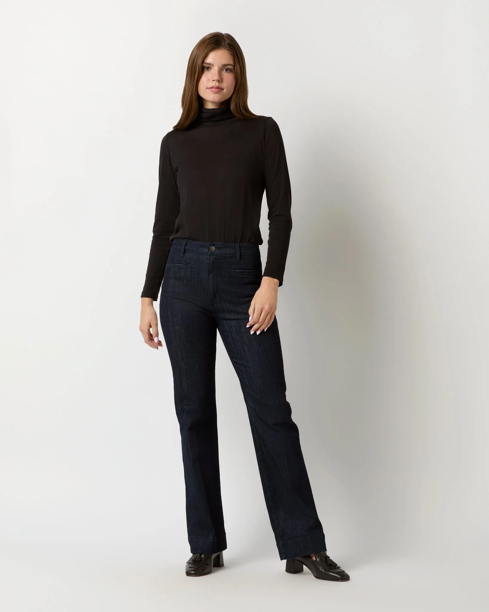 Turtleneck Tee in Black Pima Cotton