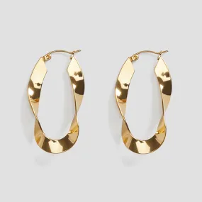 Twisted Oblong 18k Gold Earrings