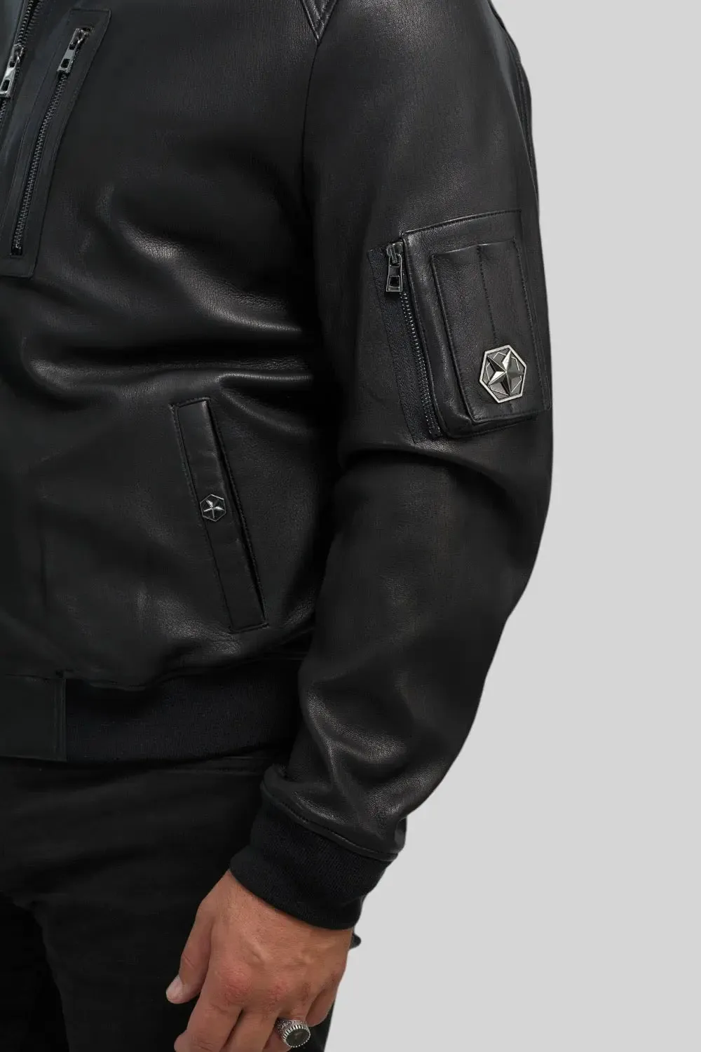 Valentino Leather Bomber Jacket