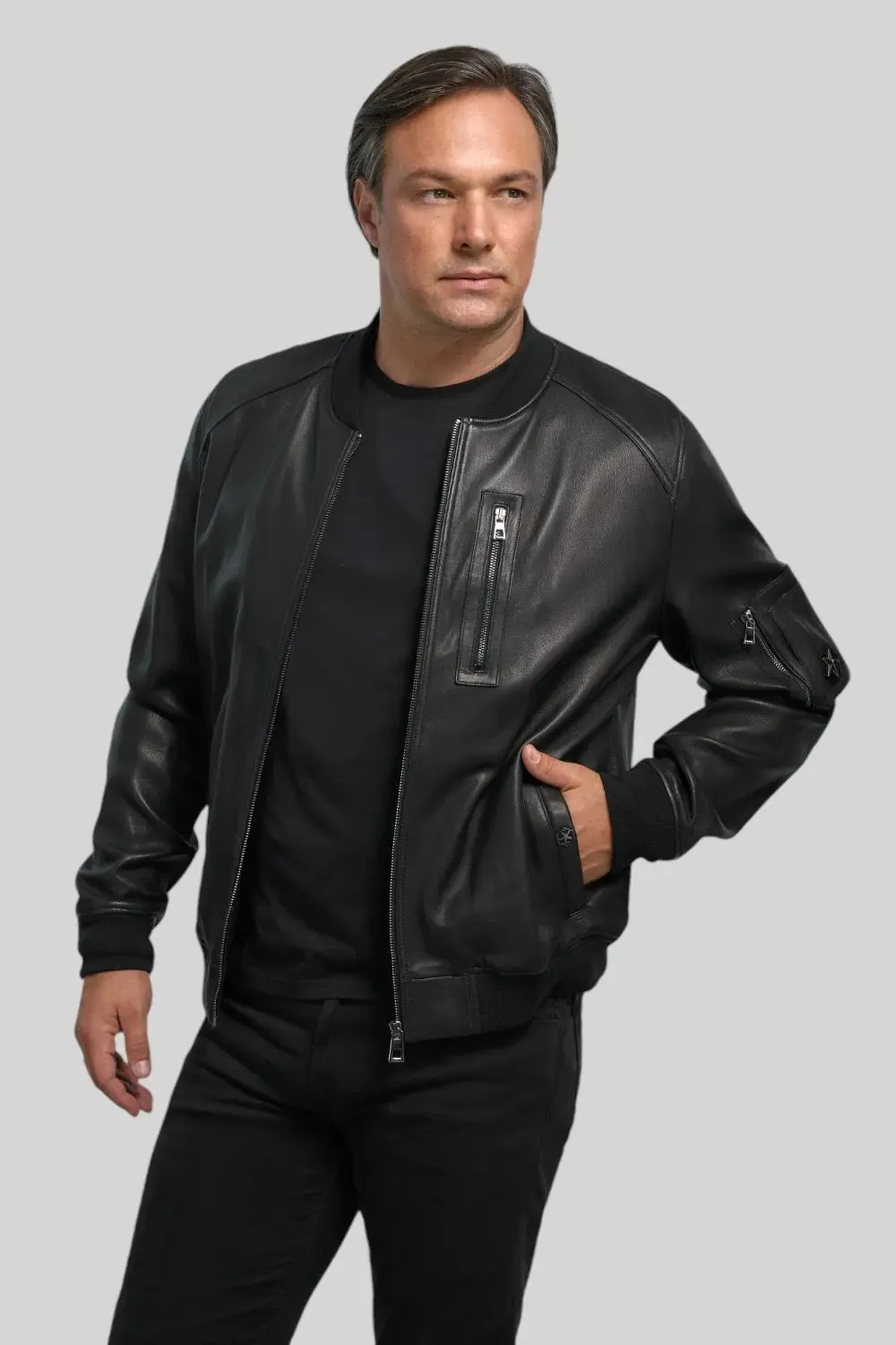 Valentino Leather Bomber Jacket