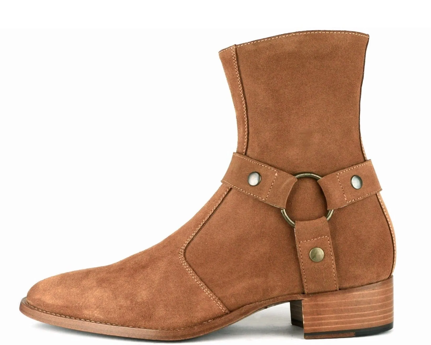 Vincent Harness Zip Boot Tan Suede