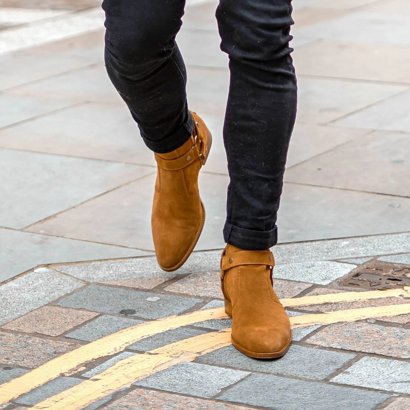 Vincent Harness Zip Boot Tan Suede