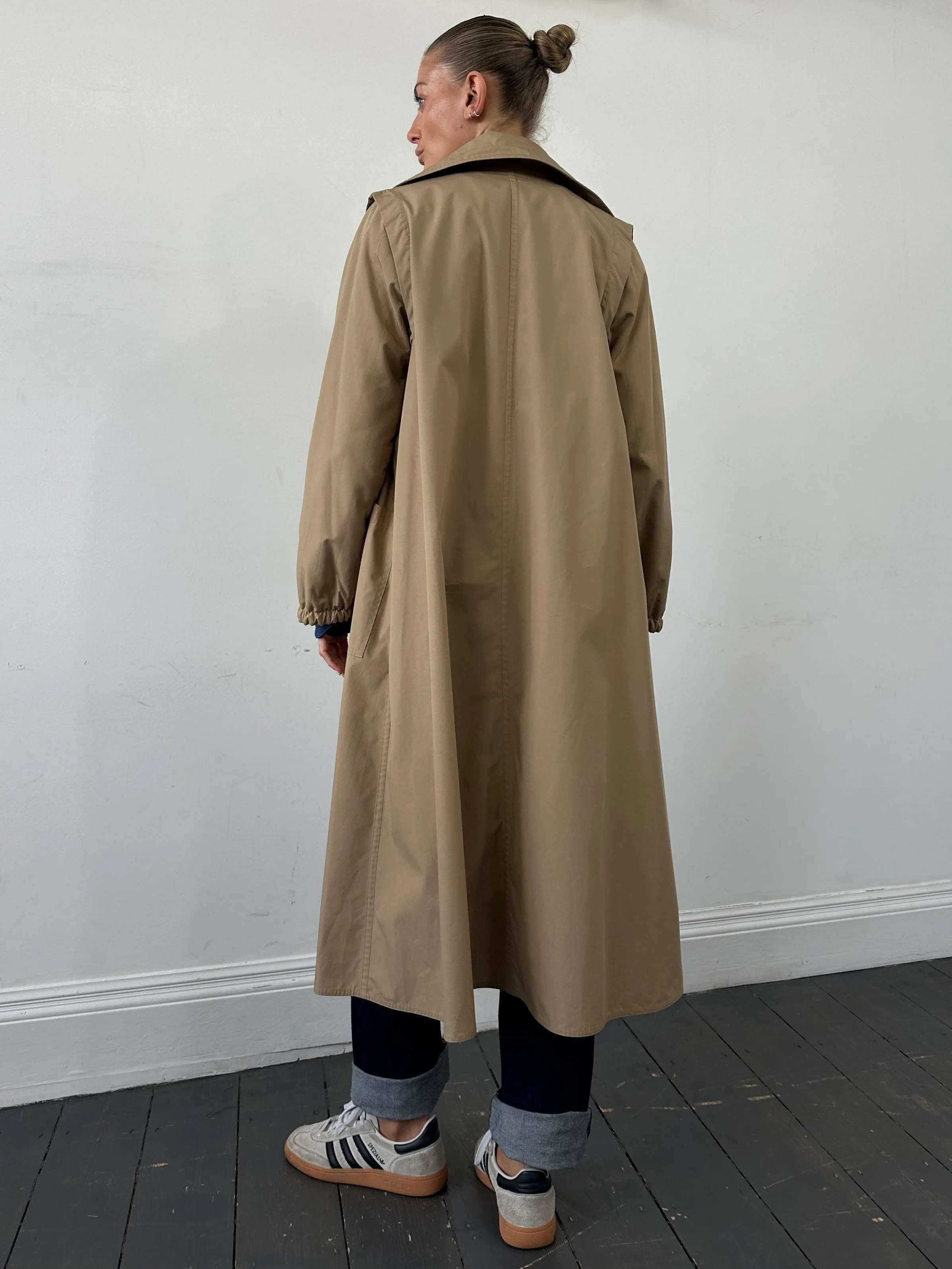 Vintage A-Line Cotton Single Breasted Trench Coat - M