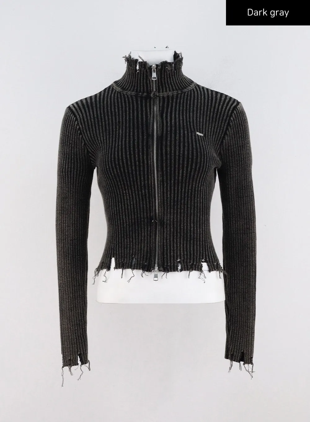 Vintage Rib Zip-Up Knit Sweater CO310