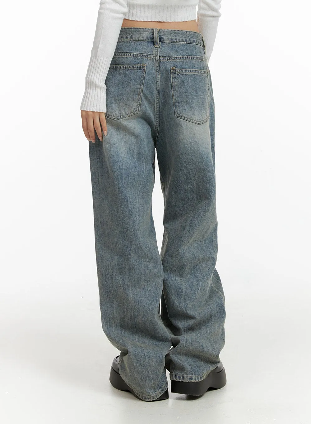 Washed Denim Wide Fit Jeans CF415