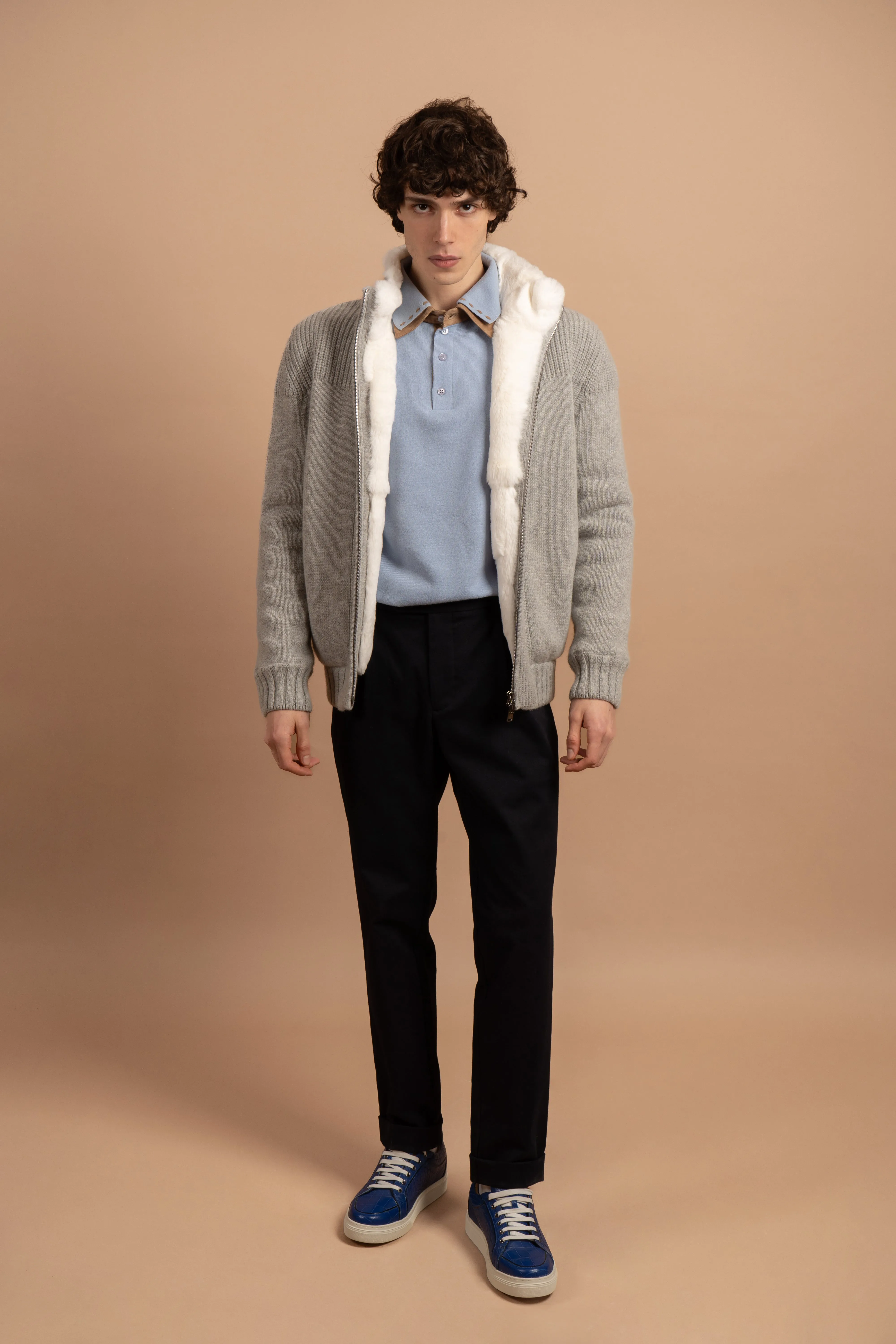 Winter Whisper Wool Jacket with Rex Fur