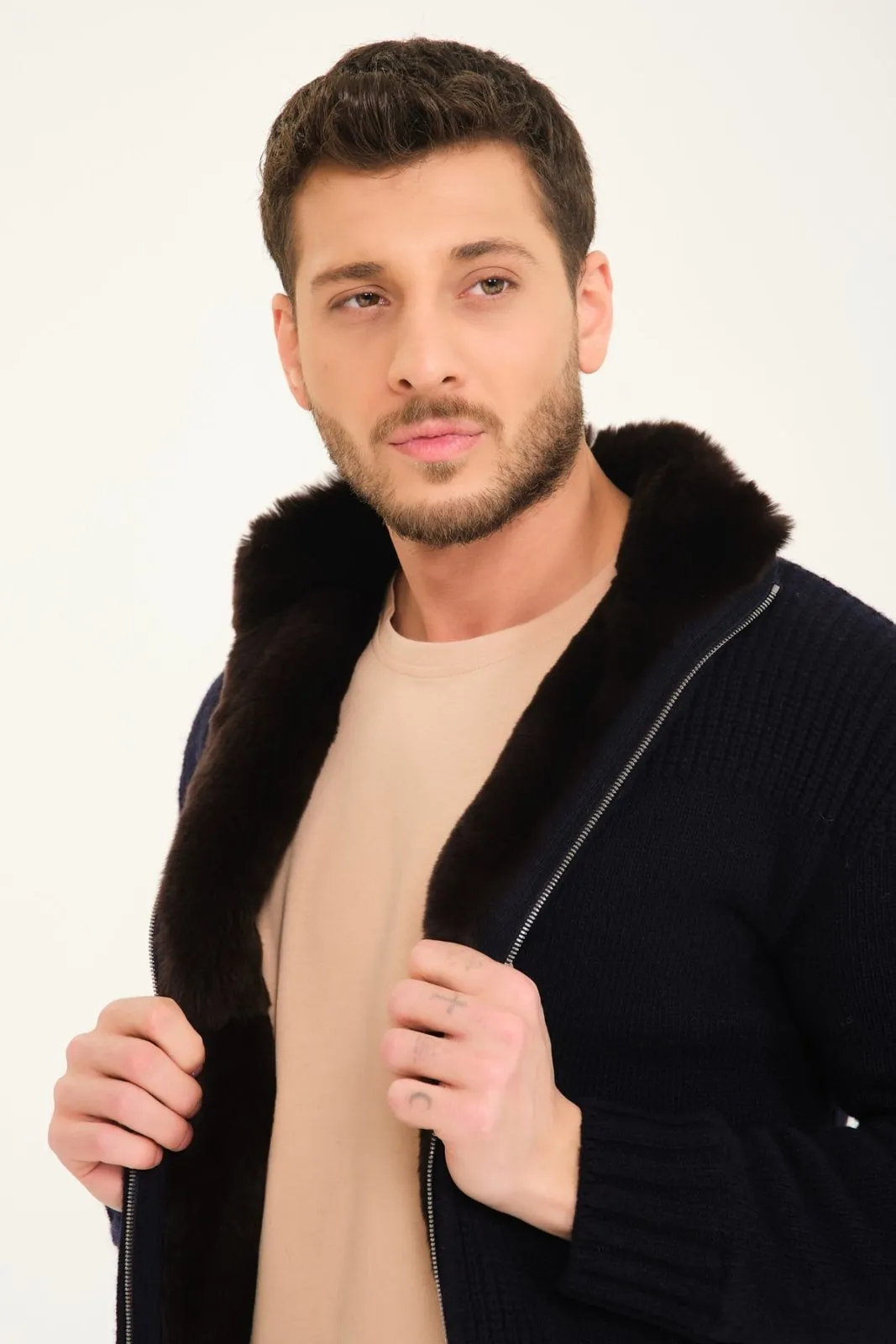 Winter Whisper Wool Jacket with Rex Fur