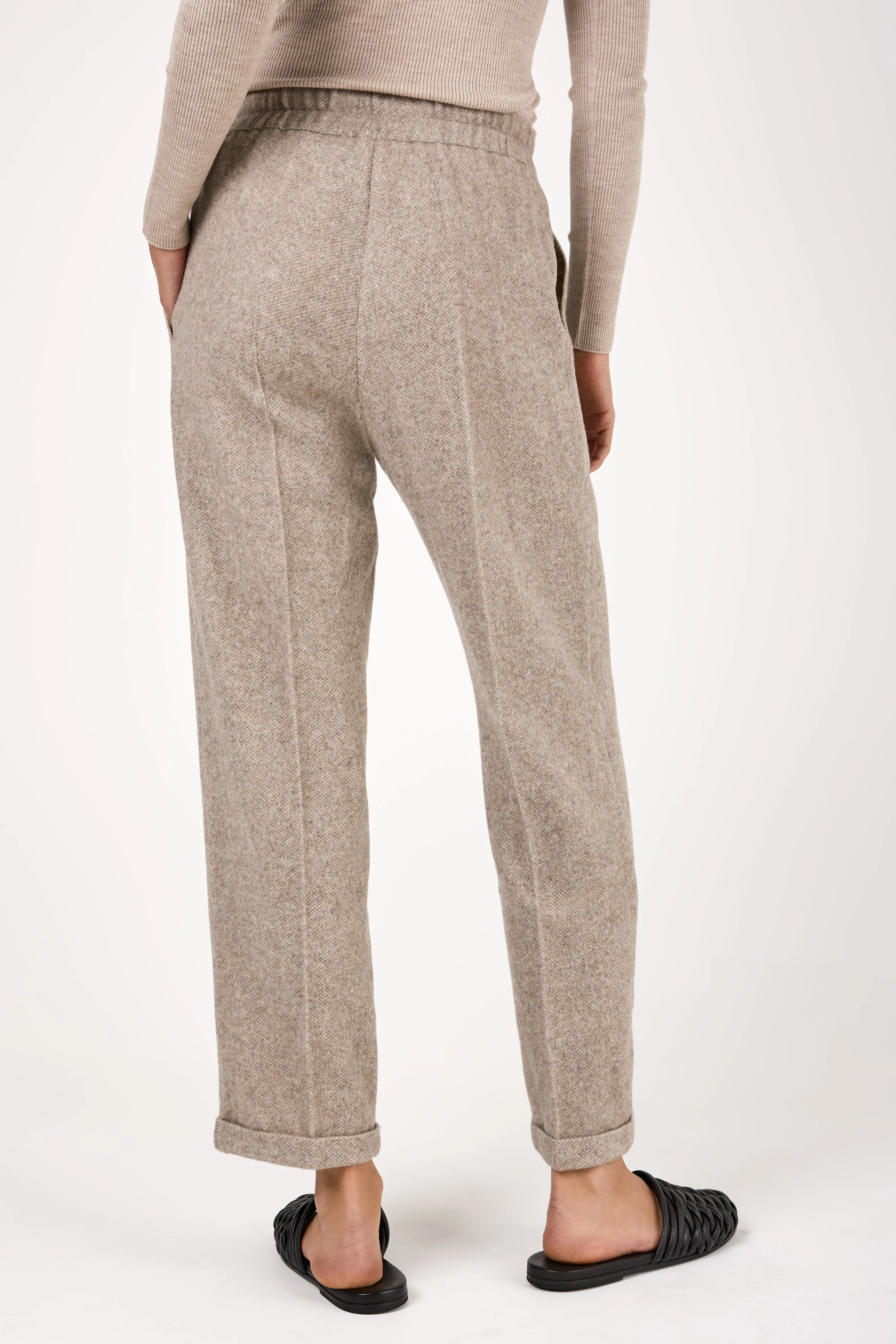 Wool and Cashmere Woven Pant in Tortora Melange