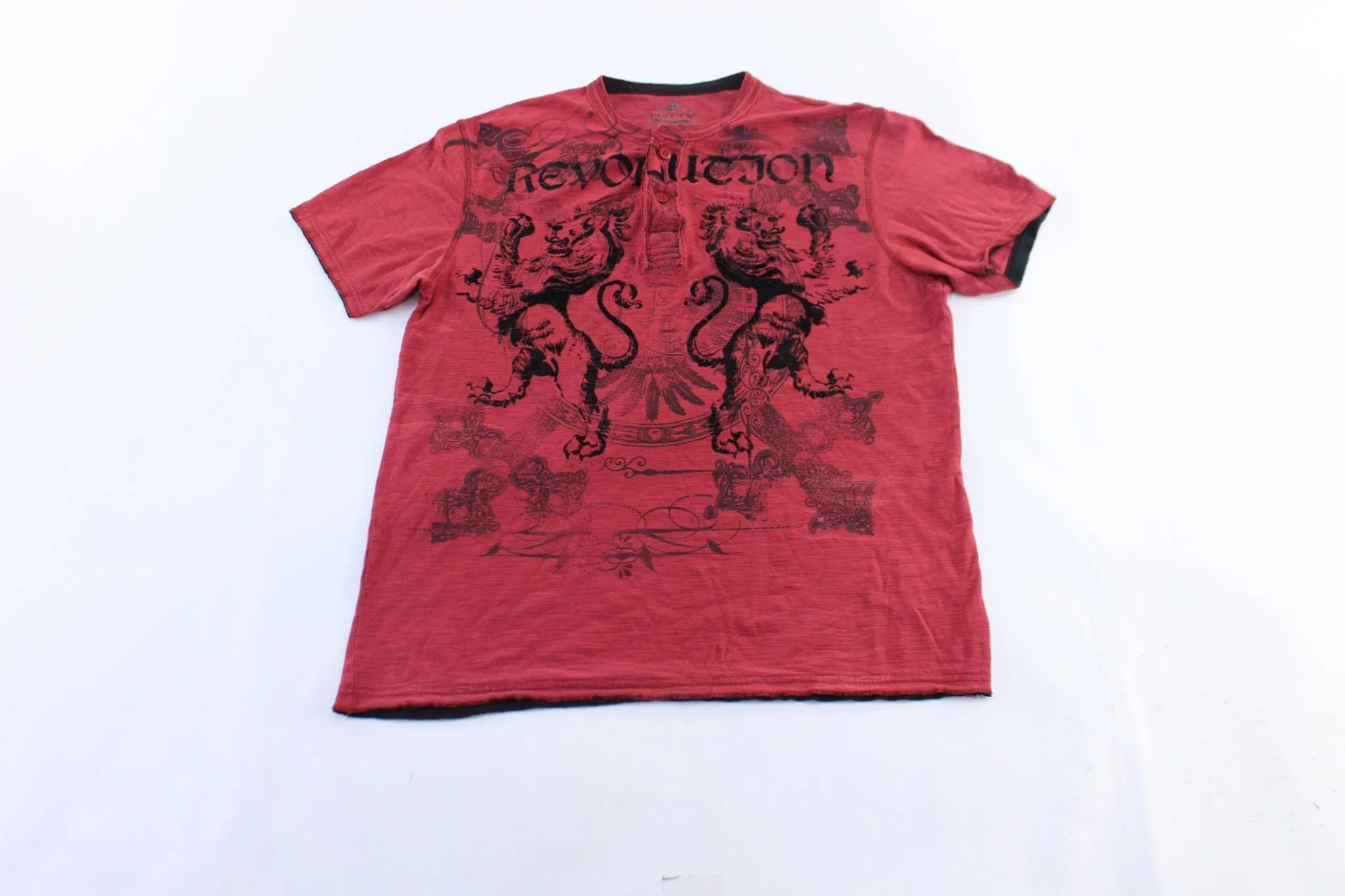 Y2K Helix Red & Black Henley T-Shirt