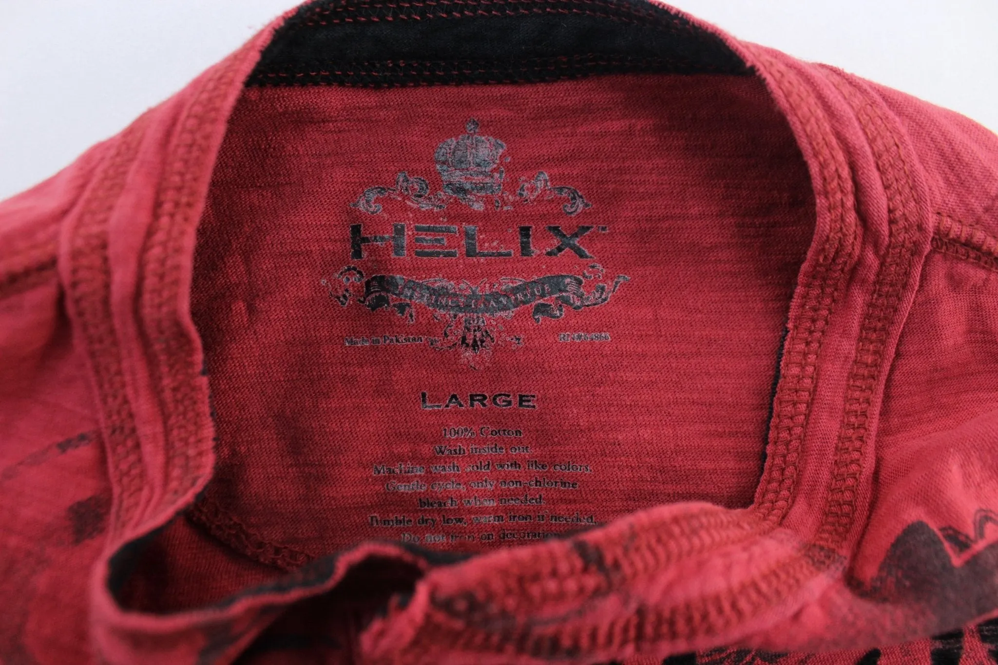 Y2K Helix Red & Black Henley T-Shirt