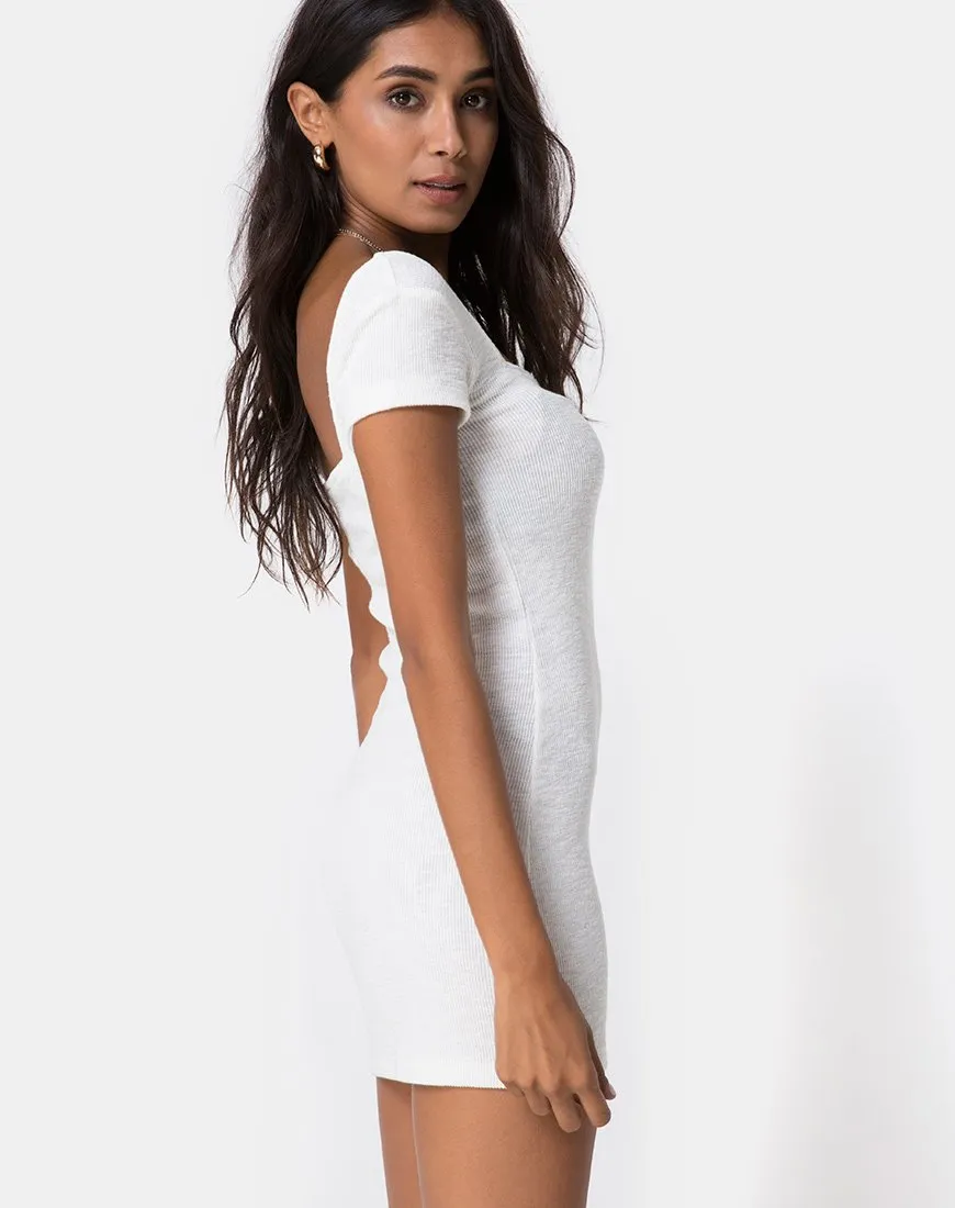 Zilena Bodycon Dress in Rib Ivory